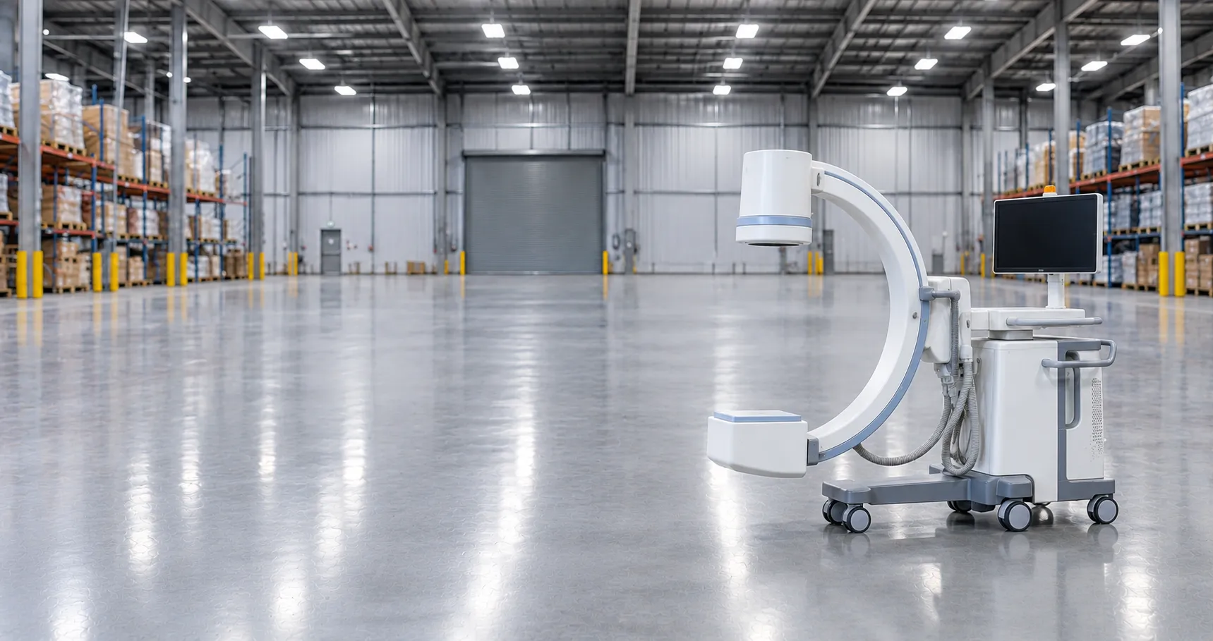 Imaging department with radiology equipment including a CT scanner, X-ray room and ultrasound system