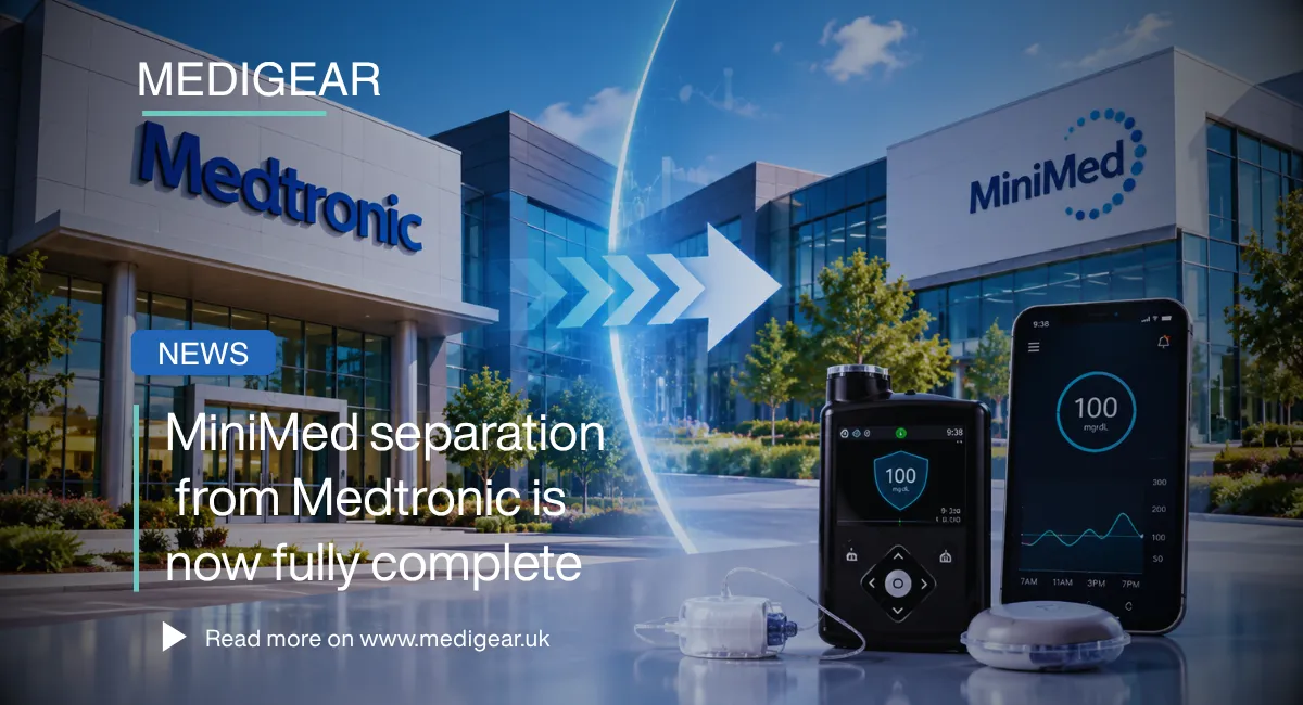 Illustration for the MiniMed separation from Medtronic in 2026, a diabetes technology firm now indep