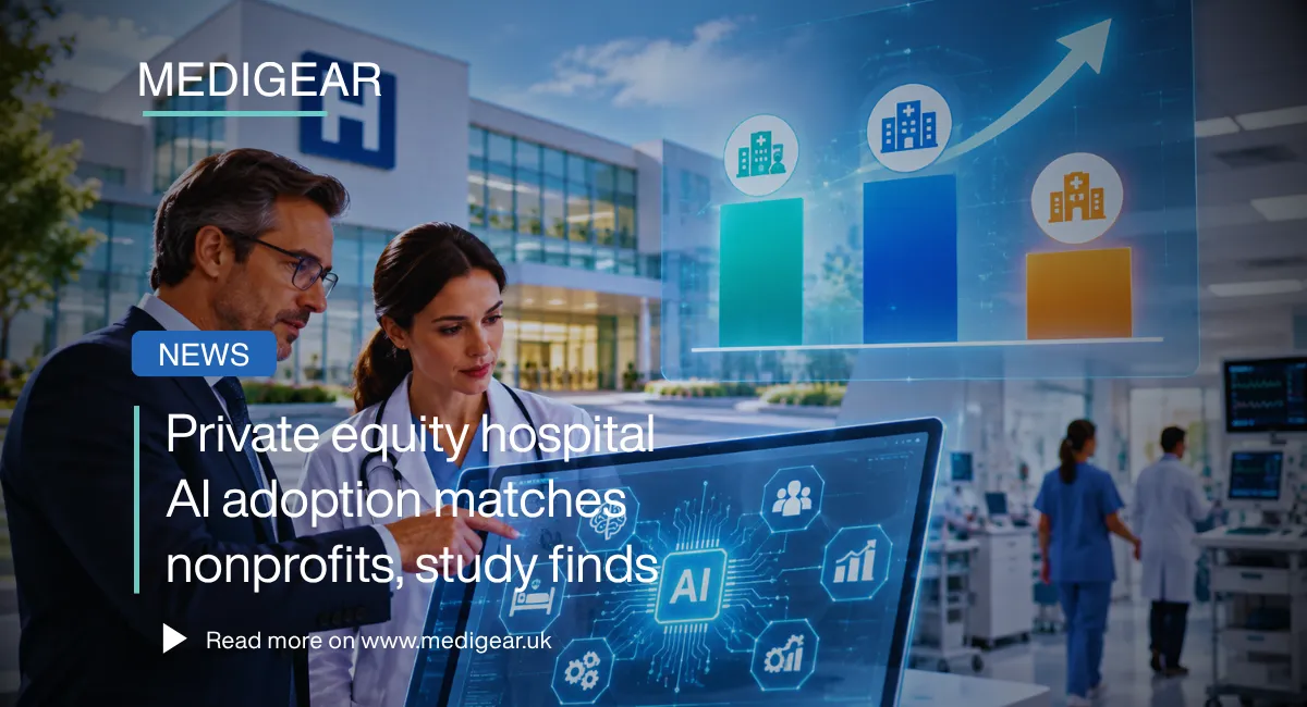 Illustration of private equity hospital AI adoption in 2026, showing how ownership type relates to c