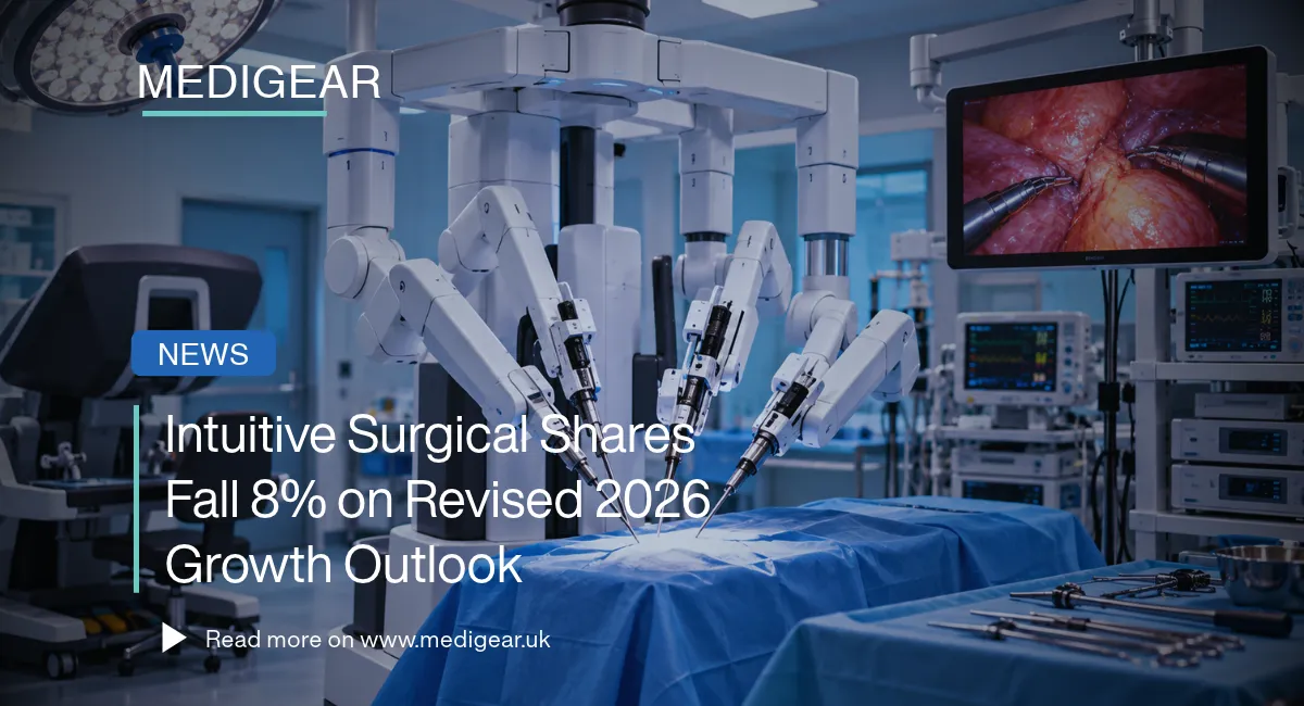 Intuitive Surgical company imagery accompanying news of its Q3 2026 results, updated da Vinci proced