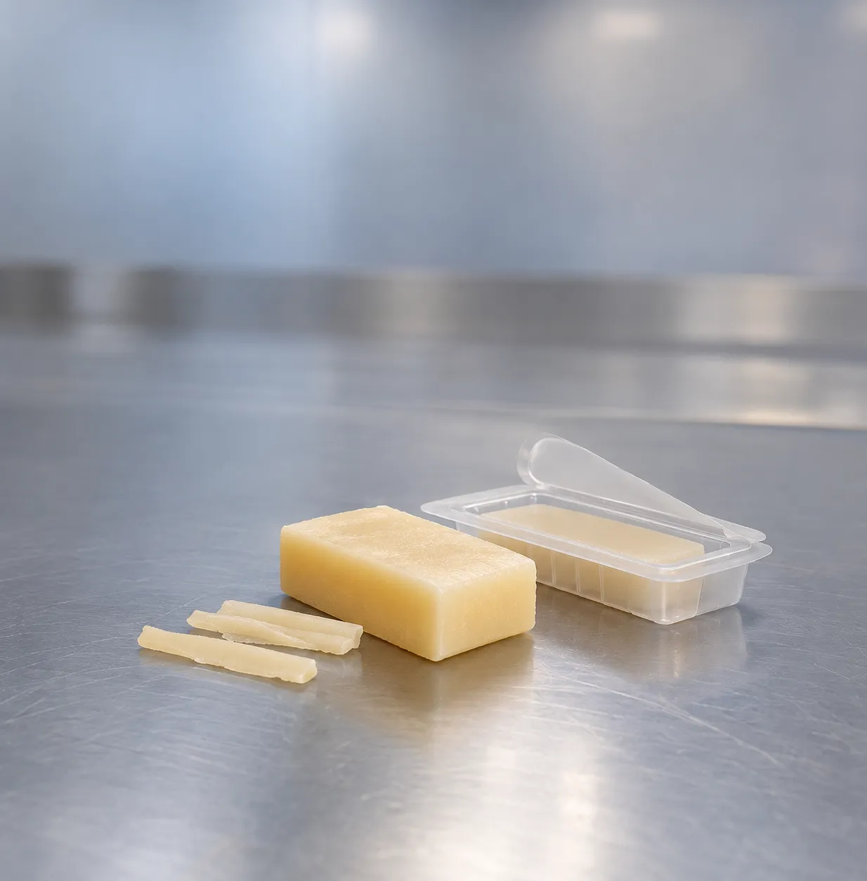 Surgeon pressing sterile bone wax onto the cut edge of a sternum to control bleeding during an ortho