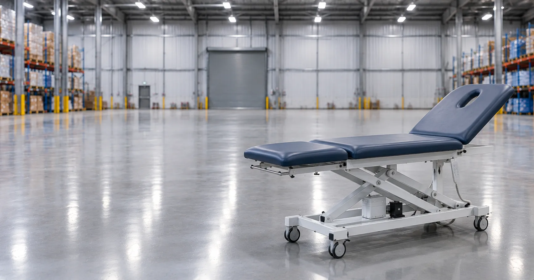Rehabilitation centre with physiotherapy devices including parallel bars, exercise equipment and a t