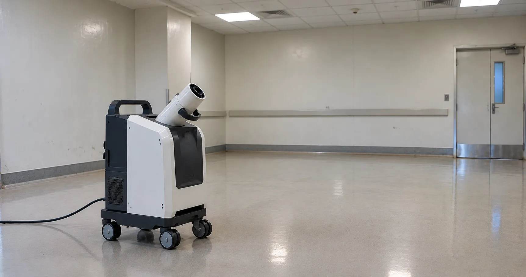 Hydrogen peroxide vapour generator running a no-touch decontamination cycle in a sealed hospital iso