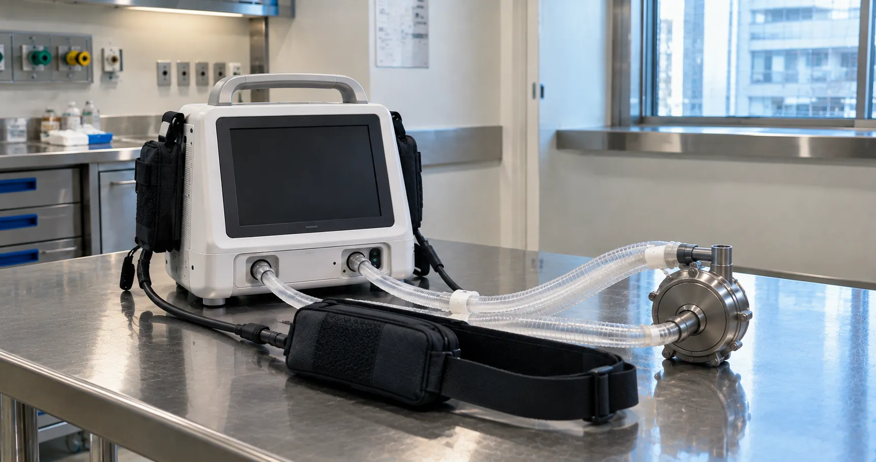 Continuous-flow ventricular assist device pump with driveline and external controller on a clinical
