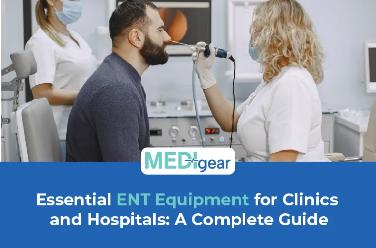 Flexible nasopharyngoscope connected to HD monitor during nasal endoscopy