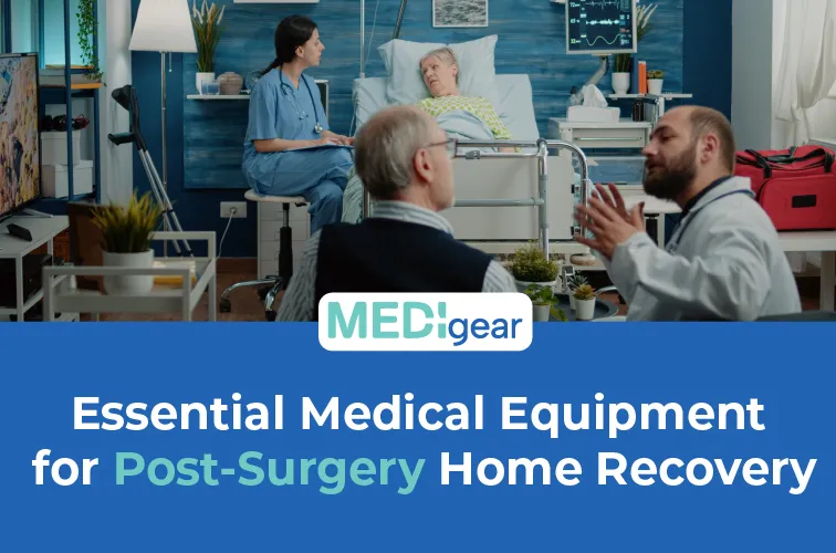 Carer assisting a post-surgery patient with medication organiser and daily recovery checklist