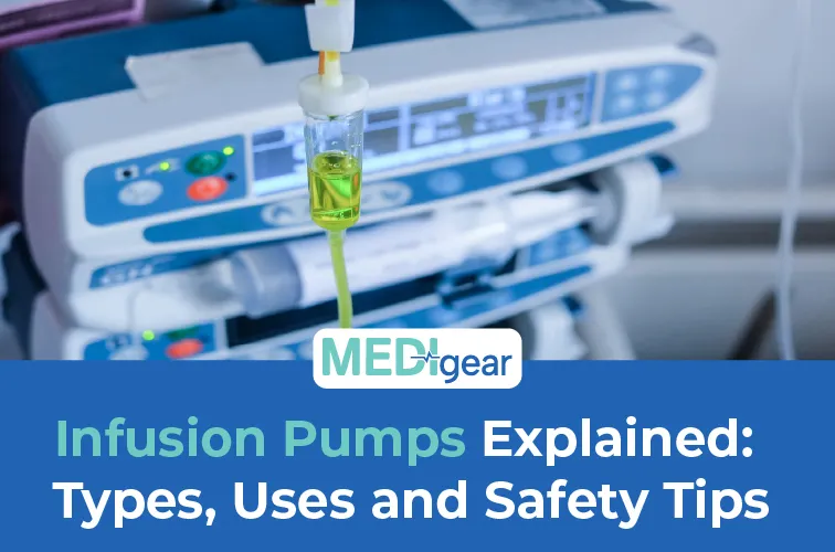 Volumetric infusion pump delivering IV fluids in hospital ward