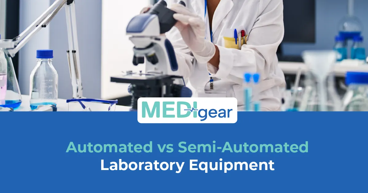 Modern diagnostic laboratory featuring automated and semi-automated laboratory analyzers and testing