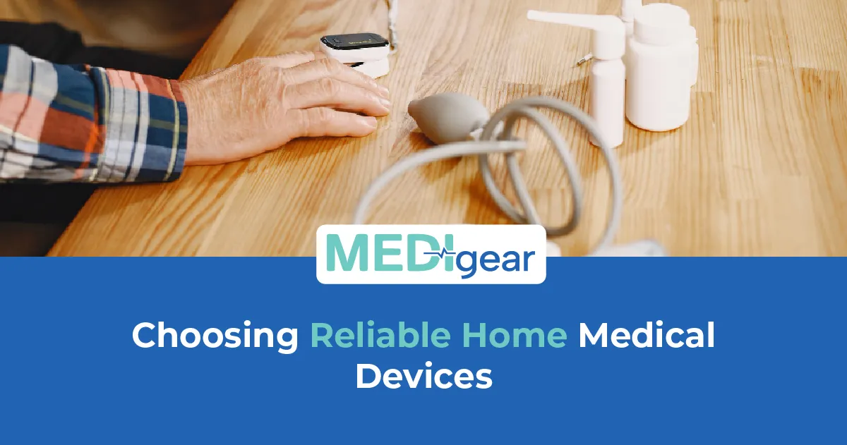 Assorted home medical devices arranged for healthcare equipment evaluation and selection