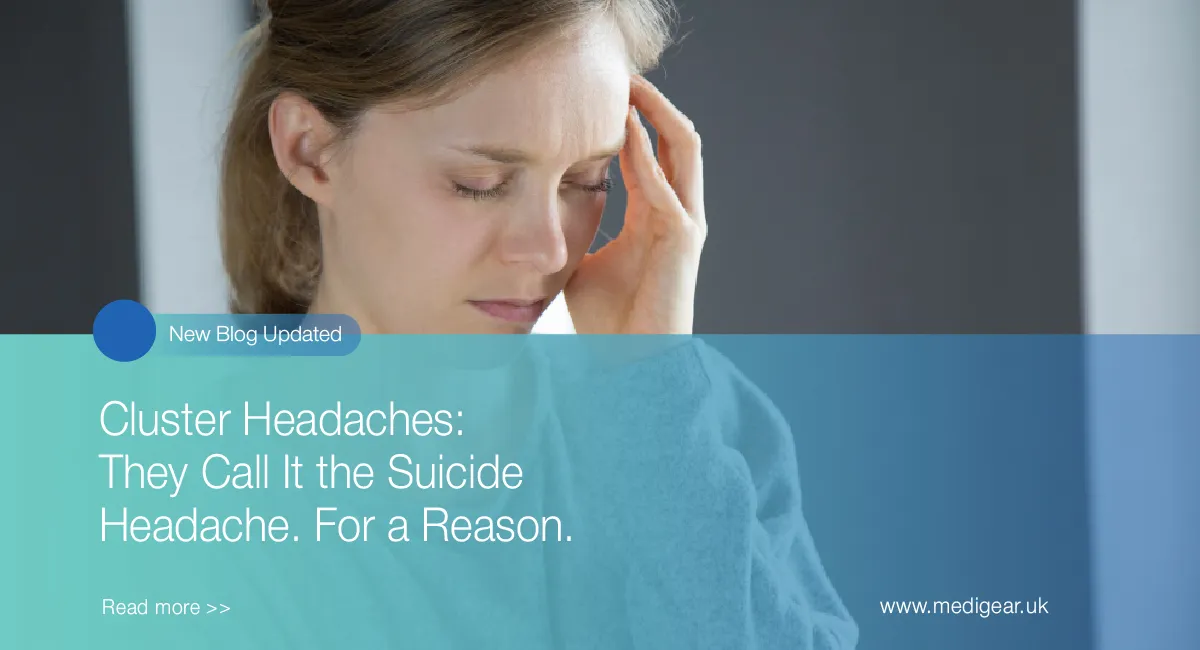 Patient holding their eye in pain during a cluster headache attack showing the characteristic unilat