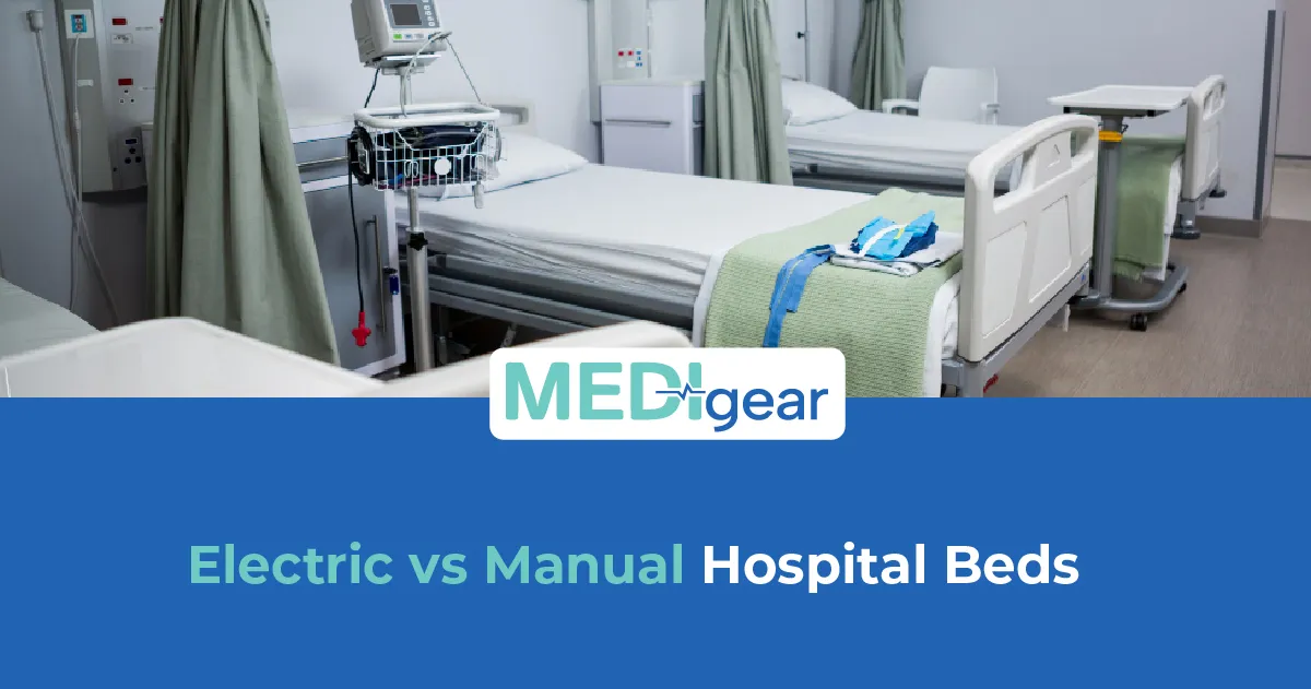 Electric and manual hospital beds used in modern healthcare facilities