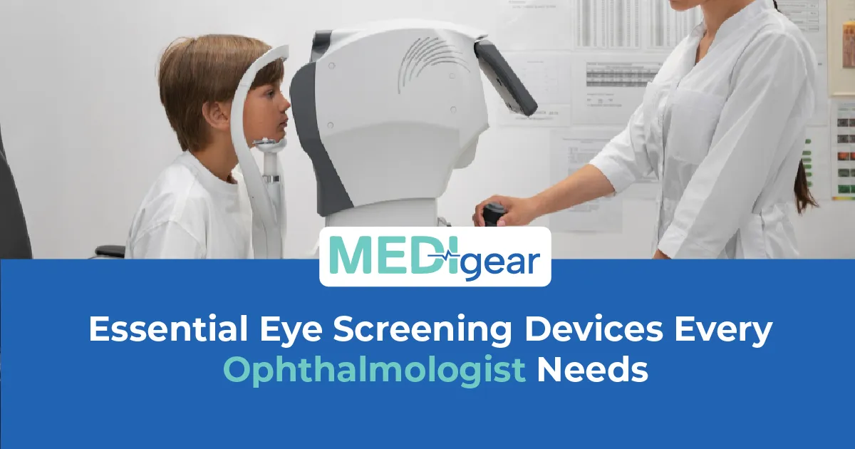 Ophthalmology consulting room with slit lamp, tonometer, autorefractor, fundus camera, and OCT arran