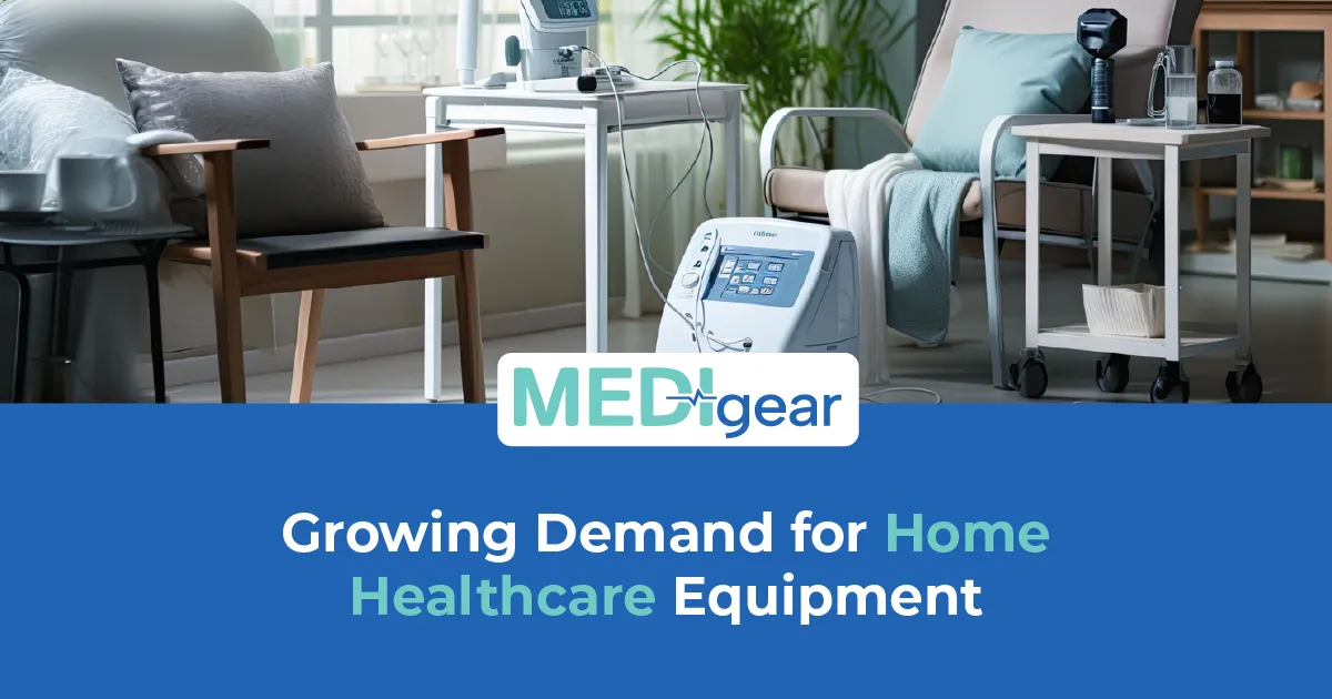 Home healthcare equipment used for patient monitoring and mobility support in a residential setting