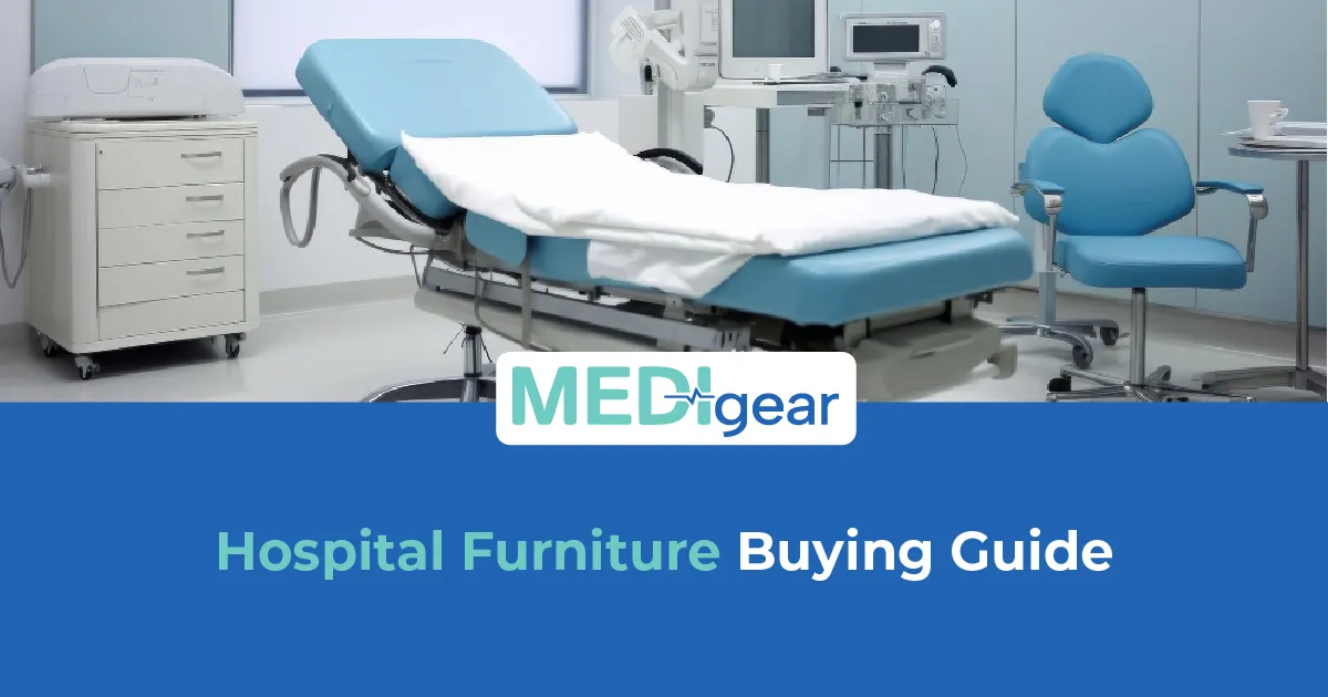 Hospital room equipped with modern healthcare furniture and patient support equipment