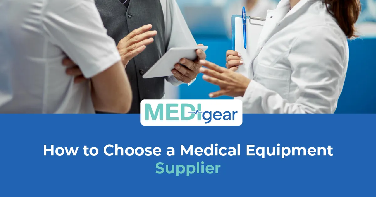 Procurement specialists reviewing supplier options for medical equipment purchasing