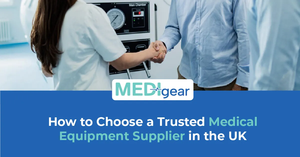 Certified medical equipment supplier delivering tested and warranted clinical devices to a UK hospit