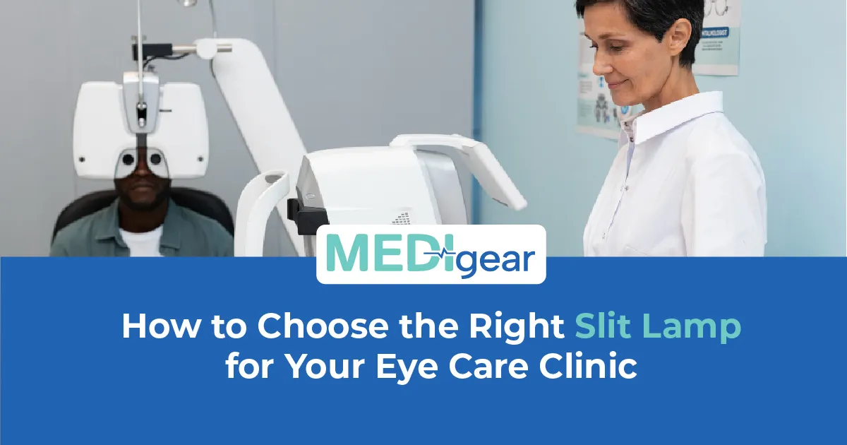 uality slit lamp with LED illumination, smooth joystick, and binocular microscope set up in an eye c