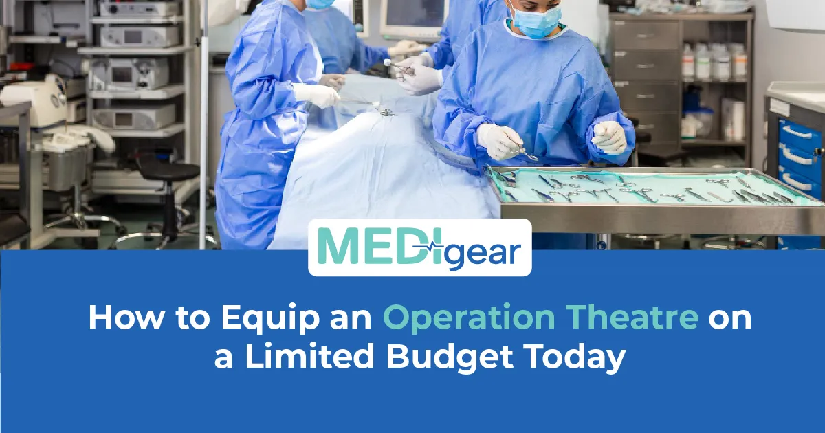 Operation theatre equipped with certified mid-range operating table, LED surgical light, anaesthesia