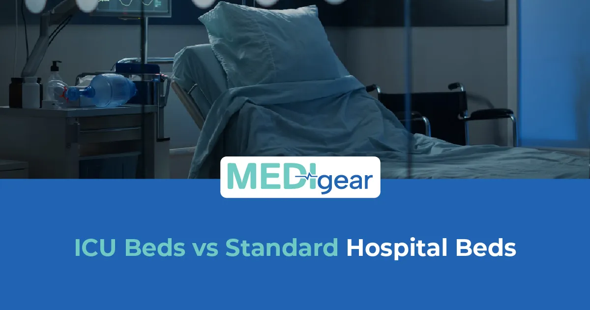 ICU bed compared with a standard hospital bed in a healthcare setting