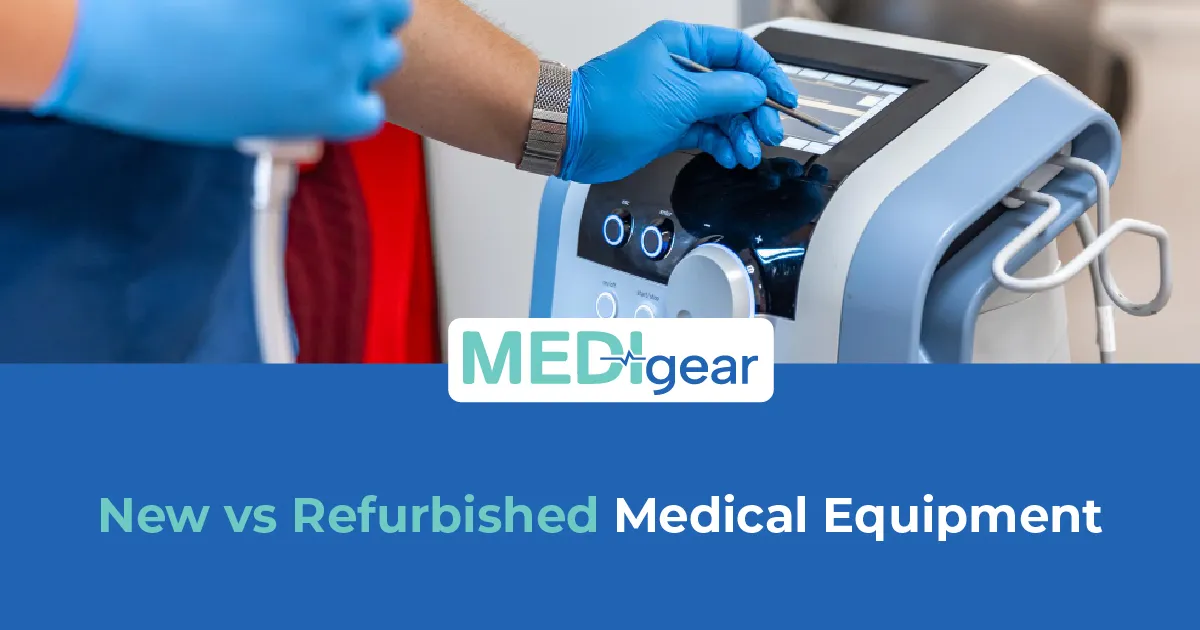 Healthcare procurement team reviewing new and refurbished medical equipment options