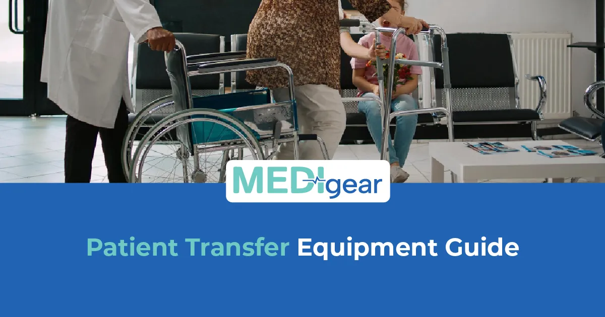 Healthcare professionals using patient transfer equipment safely during patient movement
