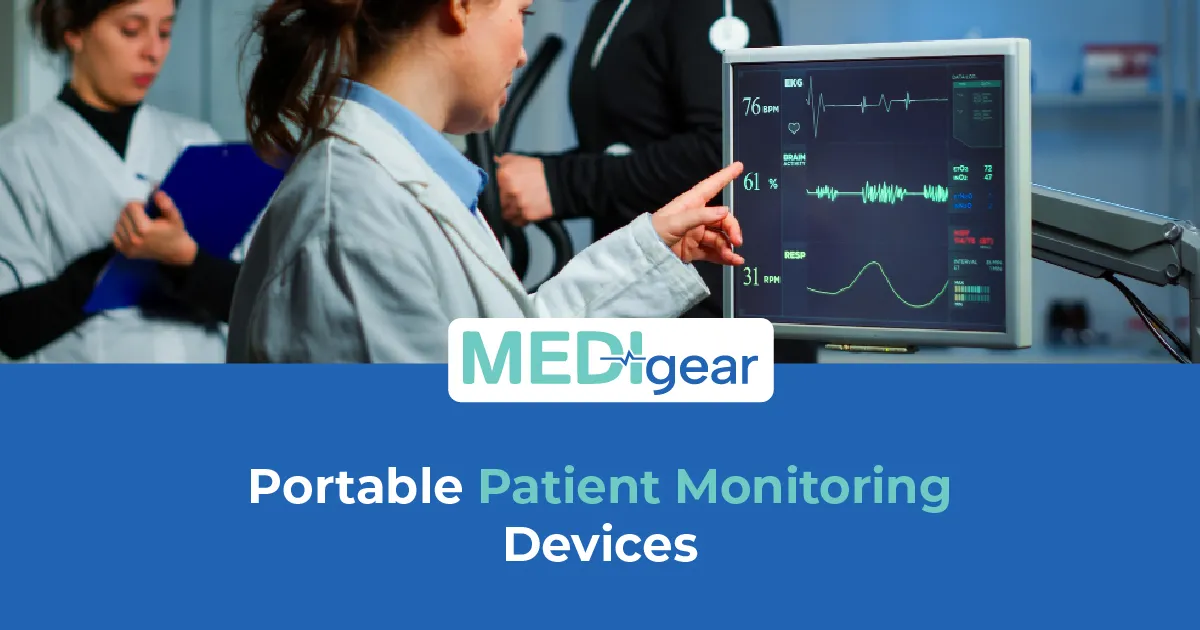Portable patient monitoring device displaying vital sign information in a healthcare setting
