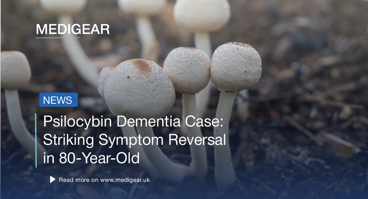 Diagram showing the new psilocybin dementia case: 80-year-old woman with advanced Alzheimer's eased 