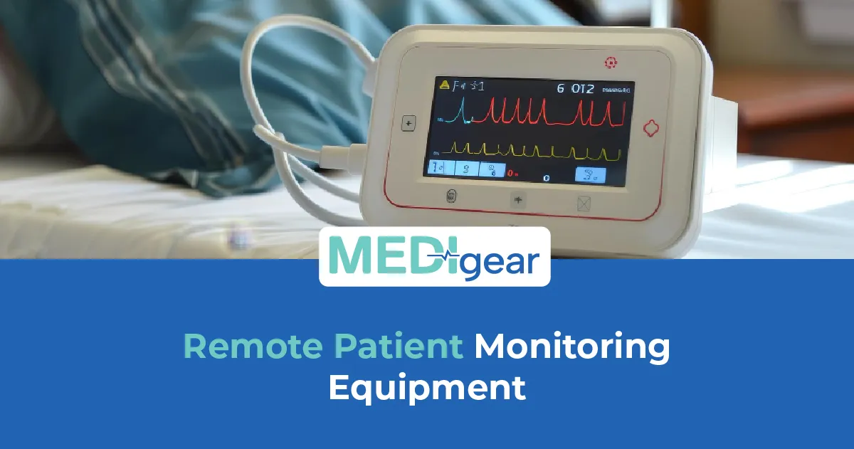 Remote patient monitoring equipment displaying connected healthcare data and vital sign tracking