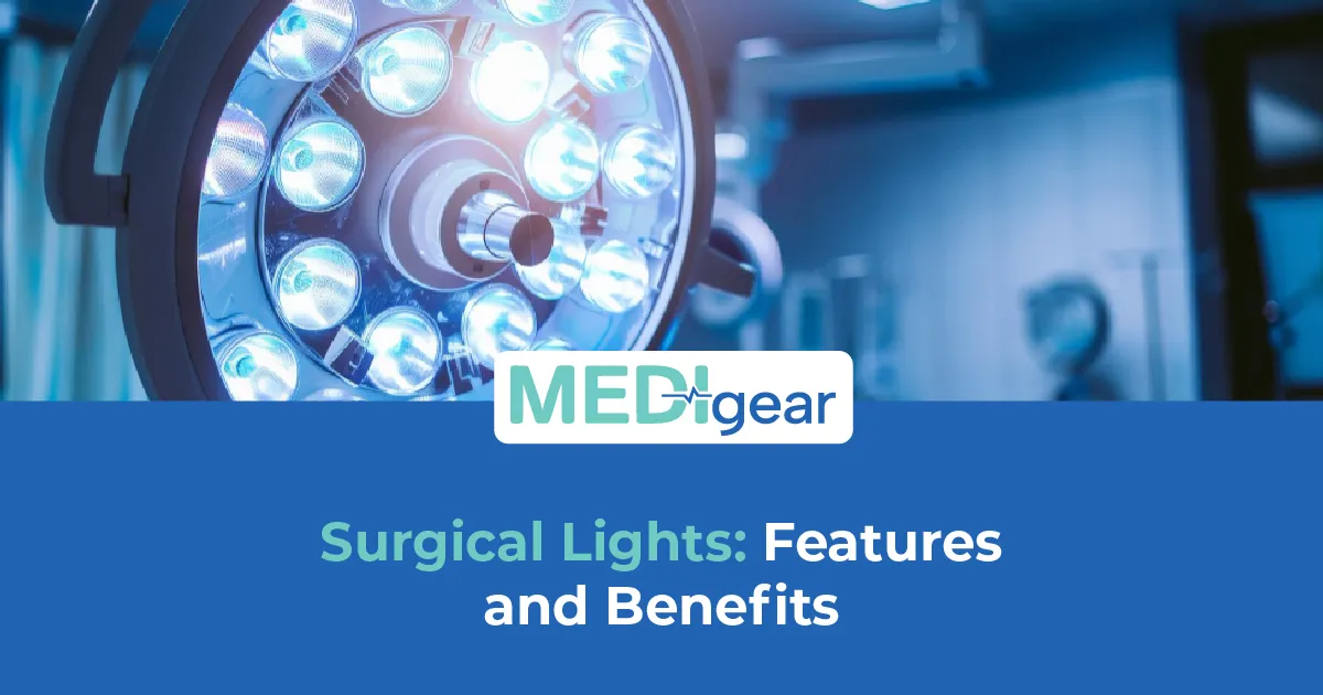 Advanced LED surgical lights illuminating a modern hospital operating room
