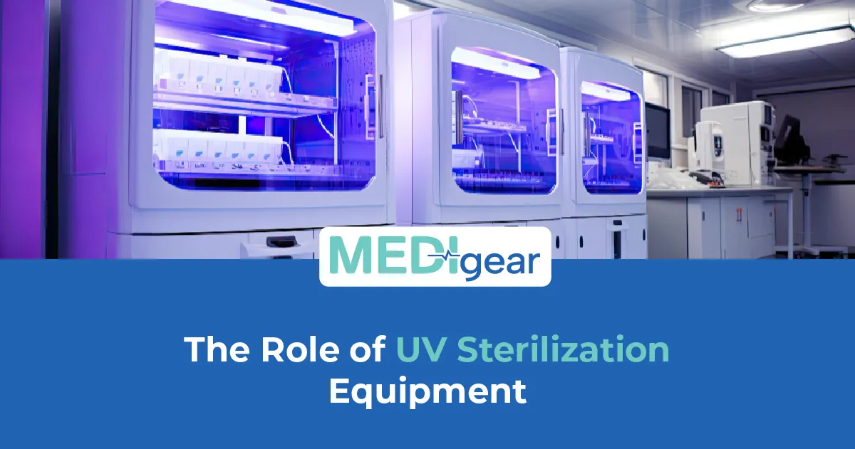 Modern UV sterilization equipment operating within a healthcare environment to support infection pre