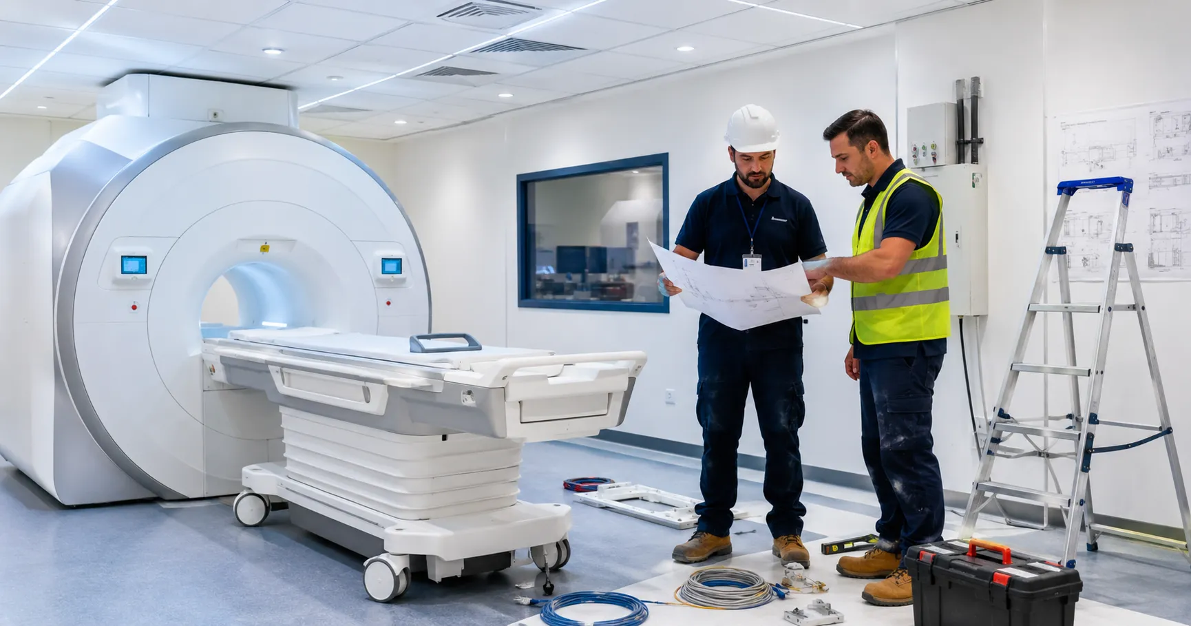 Hospital equipment installation planning reviewed by facilities team