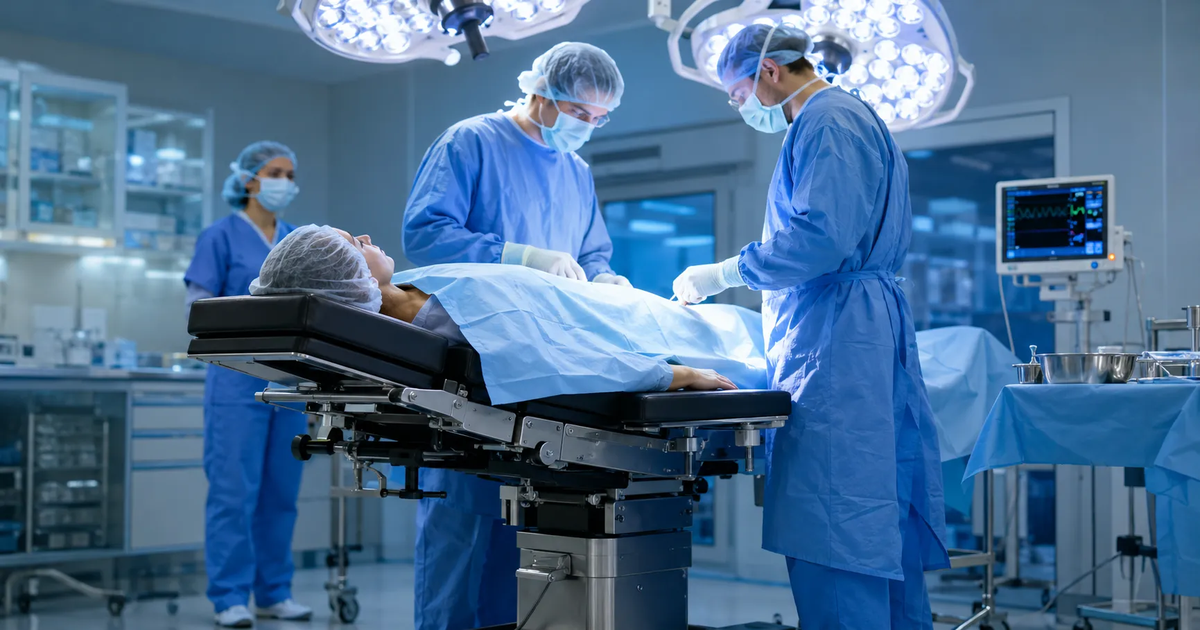 Modern operating table in a surgical room showing how stable positioning supports better surgical pr