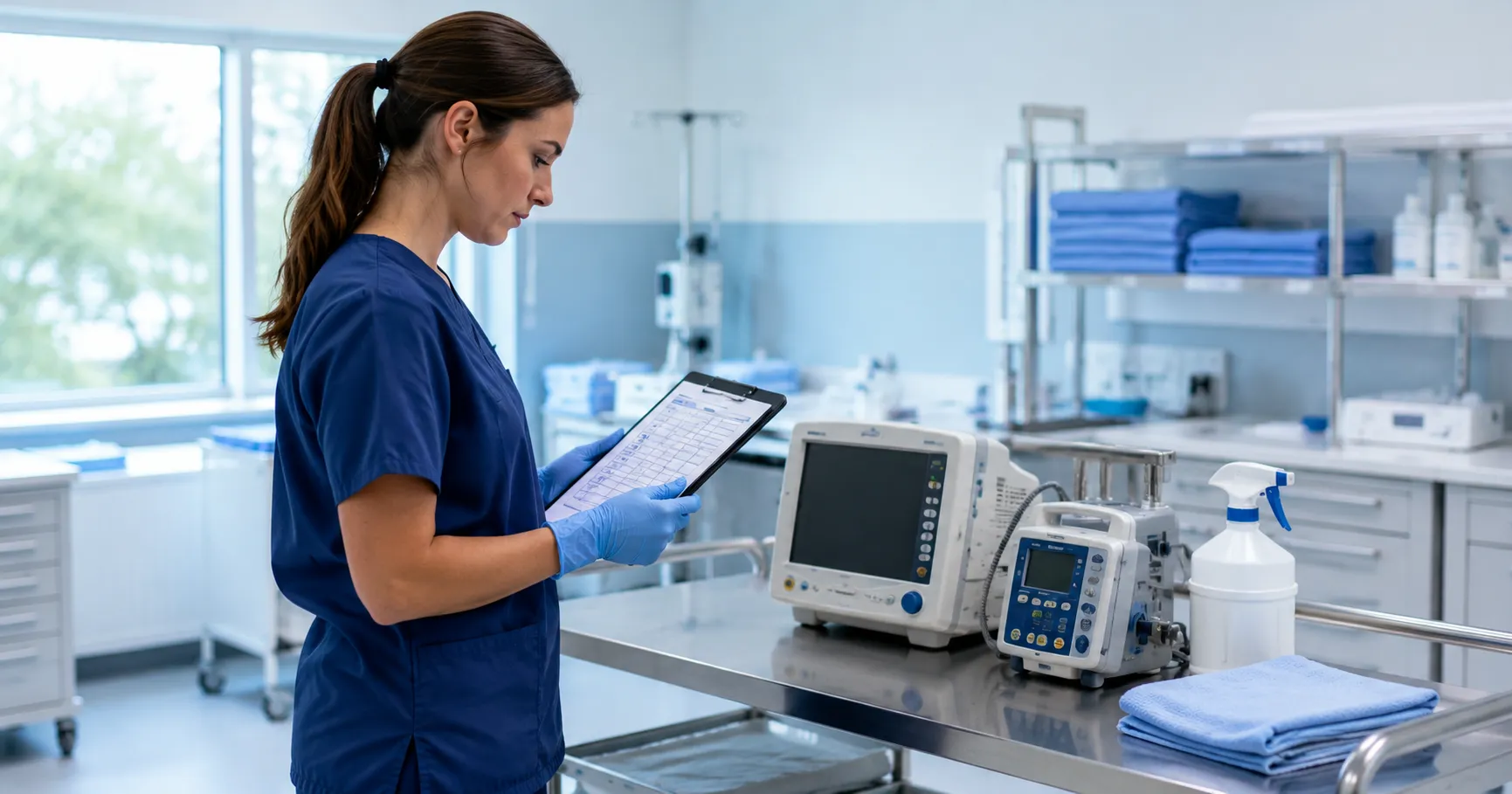 Hospital team planning a medical equipment cleaning workflow