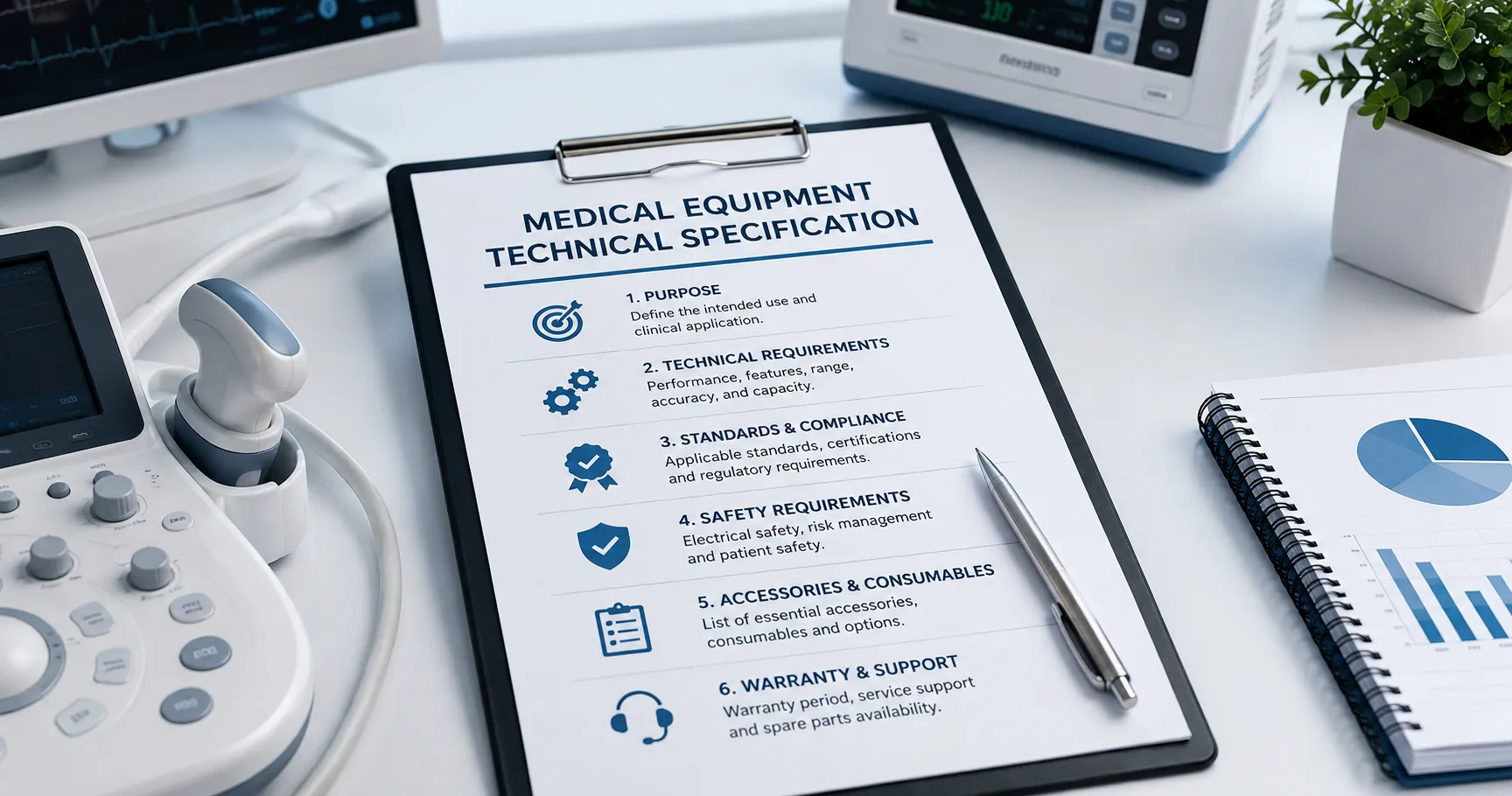 Medical equipment technical specification prepared for hospital procurement by Medigear.uk