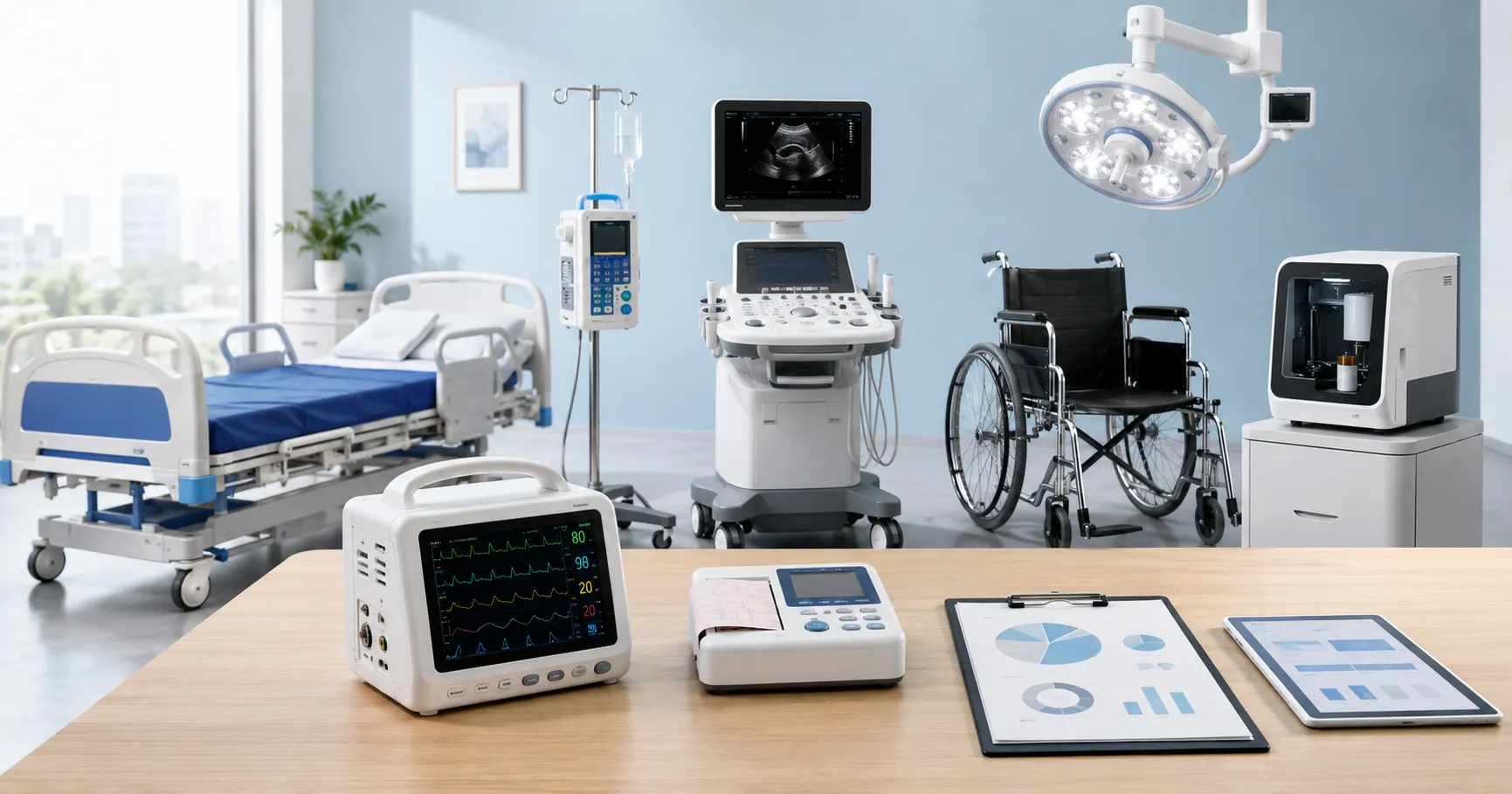 Healthcare buyers reviewing medical equipment categories and procurement records