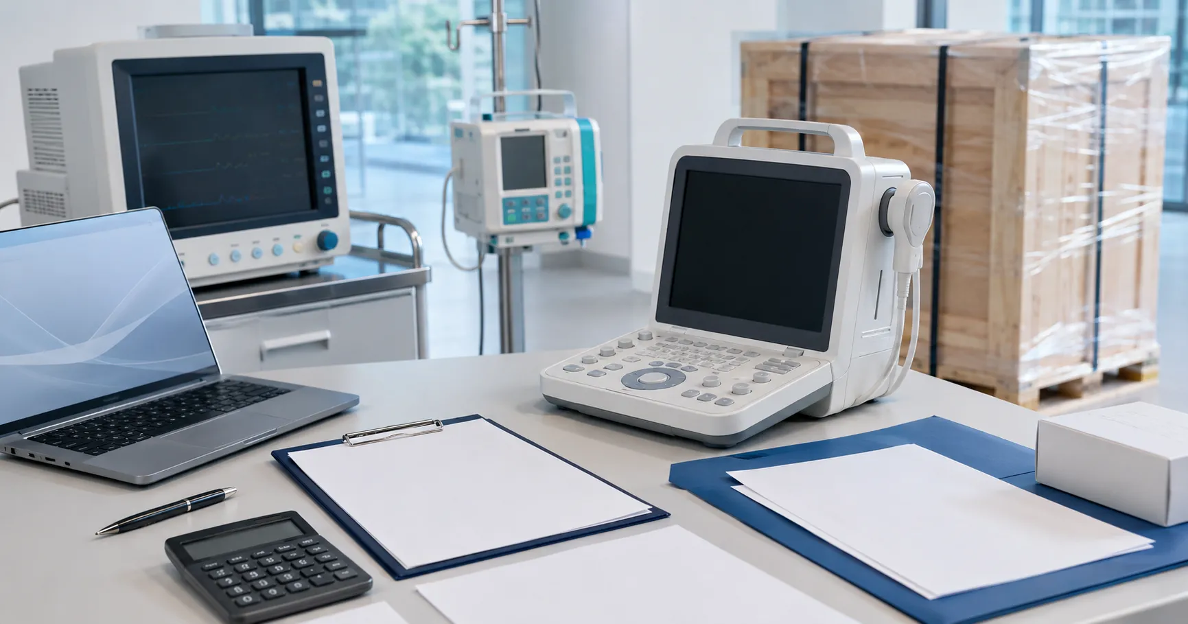 Medical equipment import documentation reviewed by healthcare procurement buyers