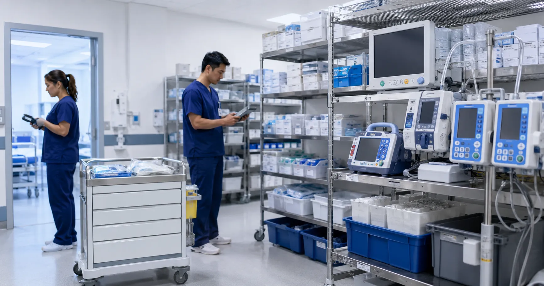 Medical equipment inventory control reviewed by hospital procurement team