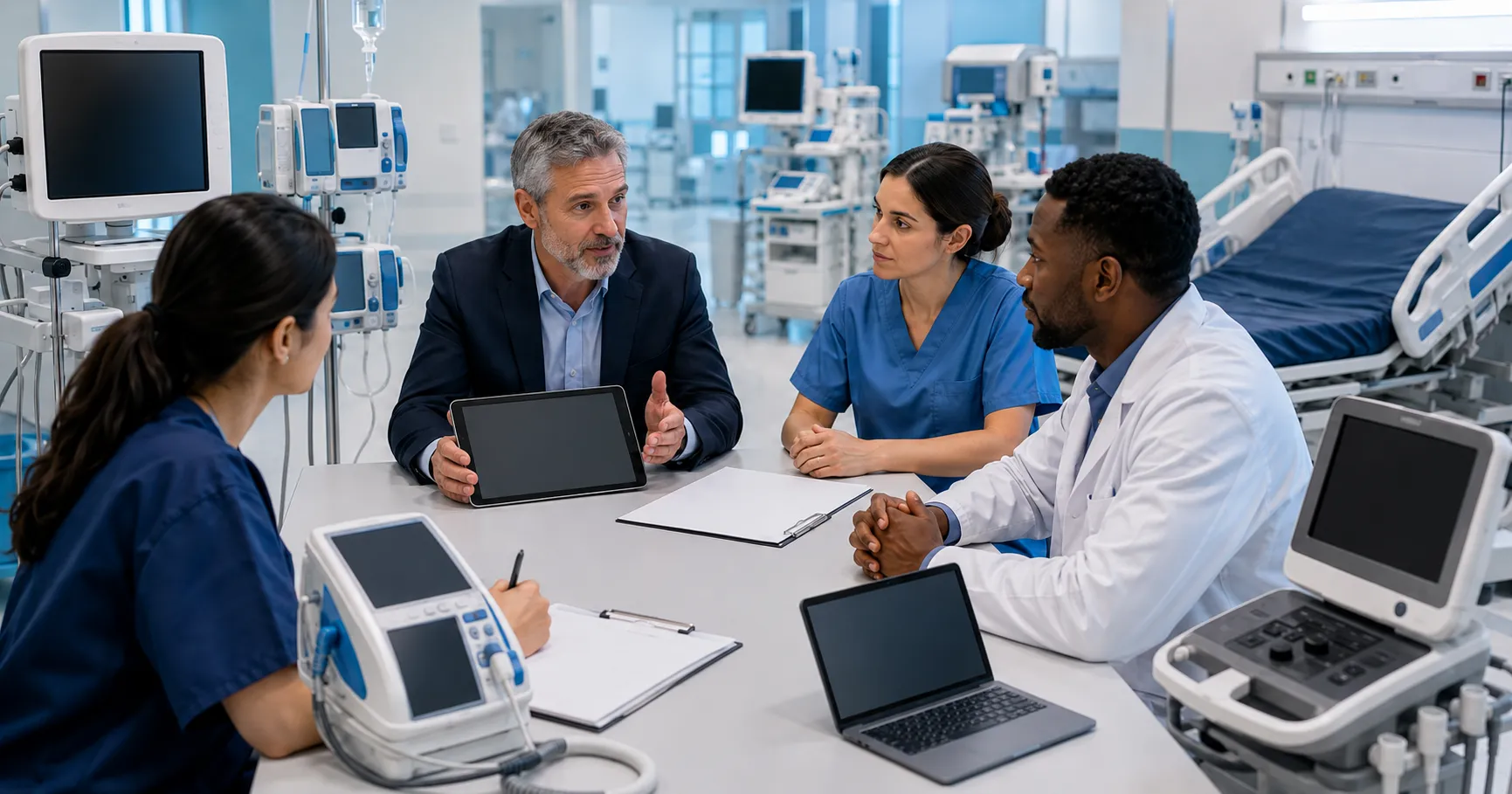 Medical equipment lifecycle planning reviewed by healthcare procurement team