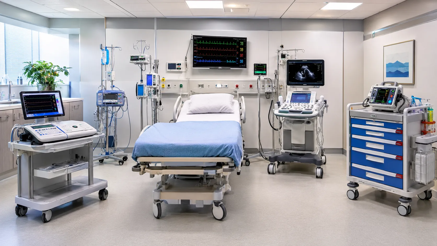 Hospital team reviewing medical equipment requirements for a cardiology department