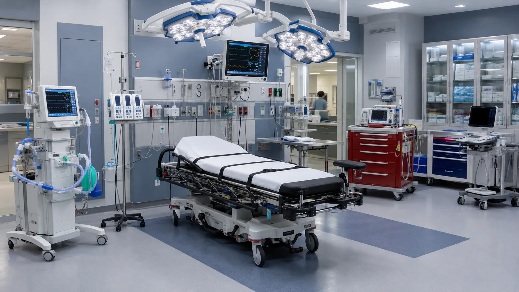 Trauma centre equipment planning across resuscitation, imaging, surgery and critical care zones