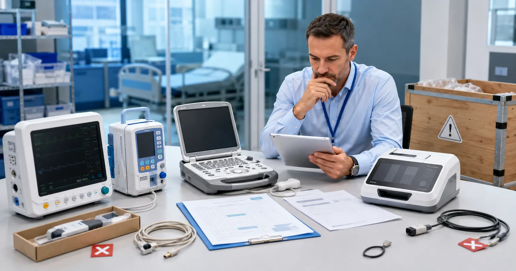 Healthcare buyers reviewing medical equipment procurement errors before approval