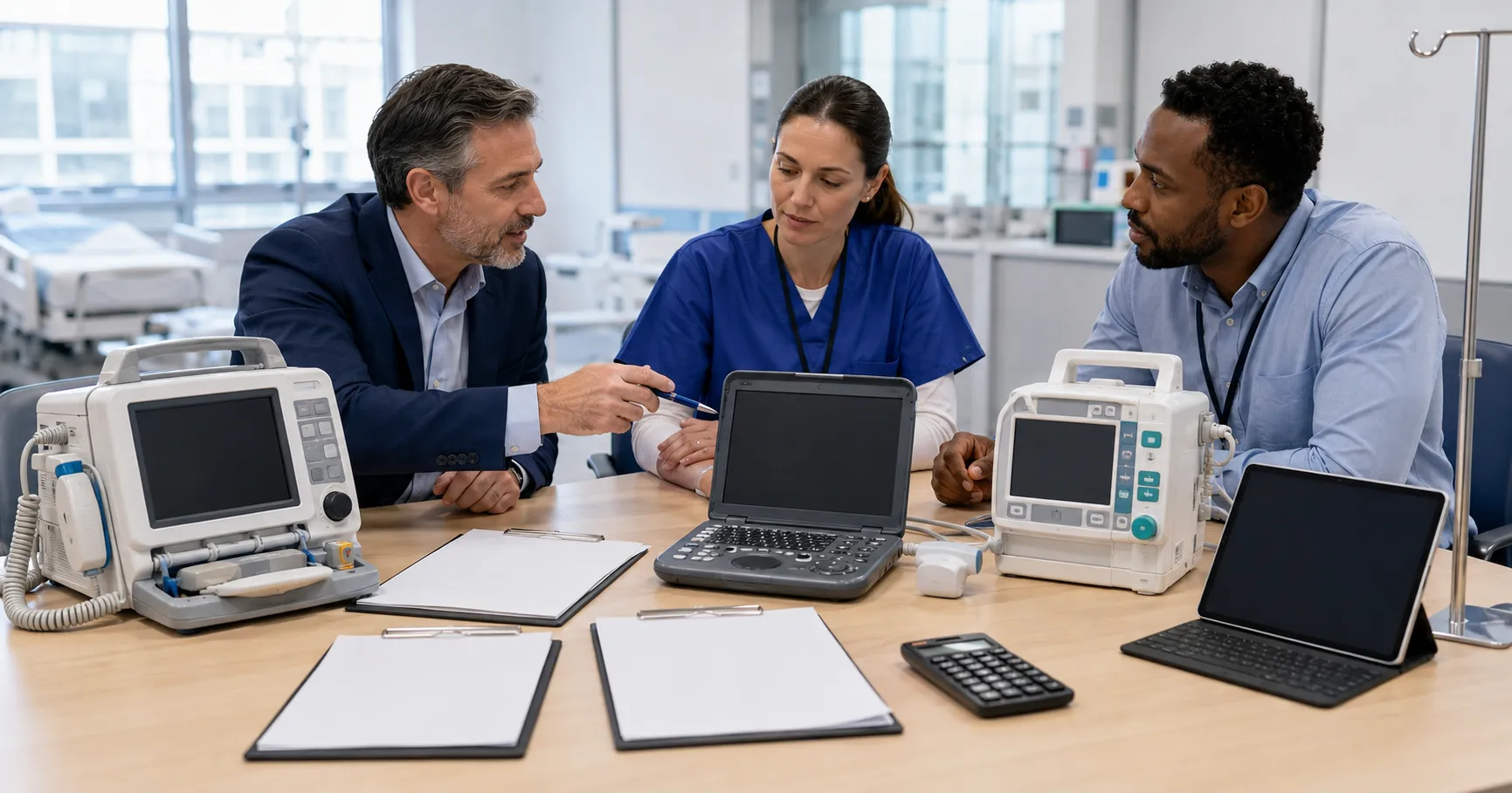 Medical equipment quote comparison documents reviewed by hospital procurement team