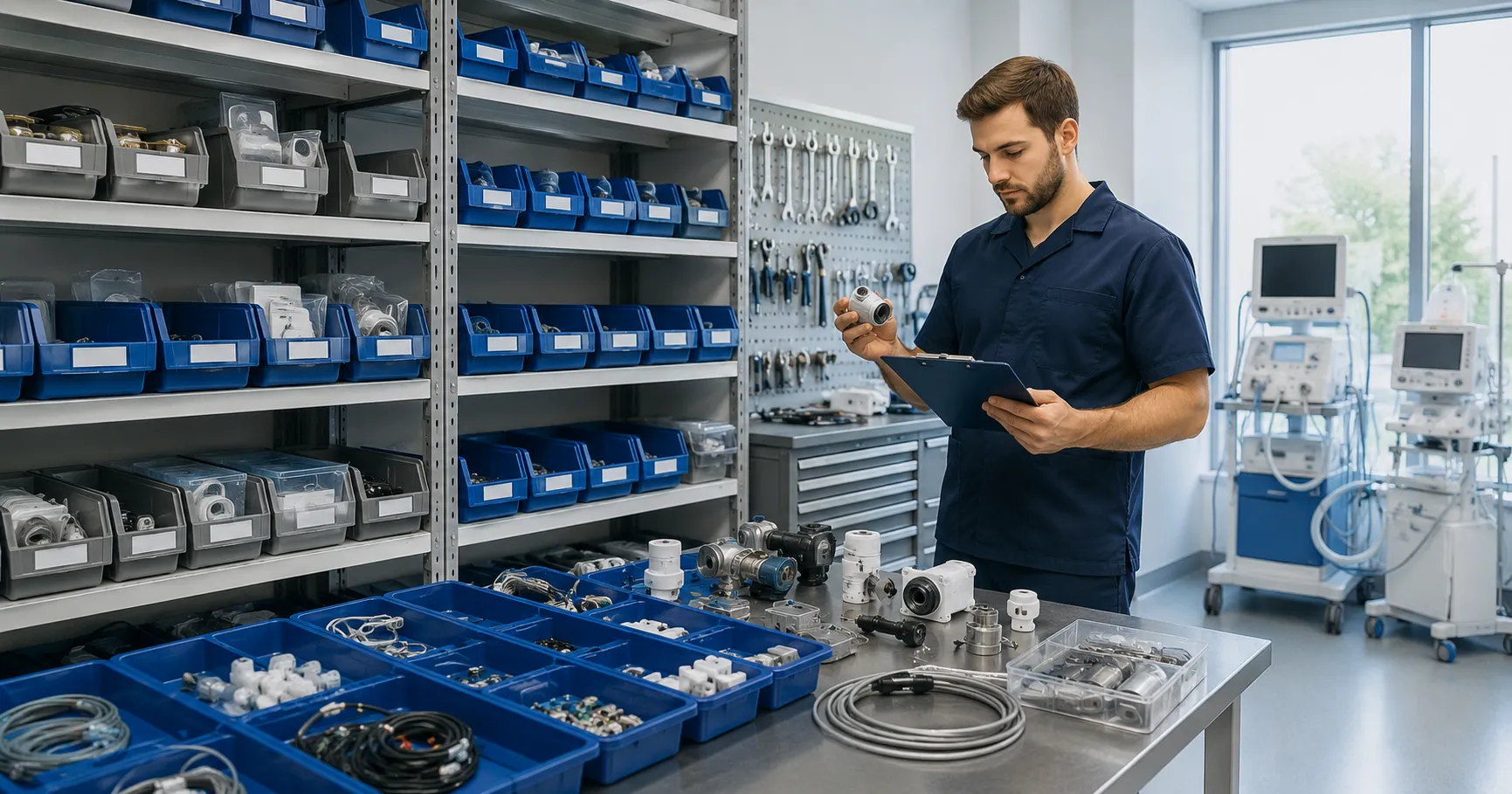 Medical equipment spare parts planning reviewed by hospital procurement team