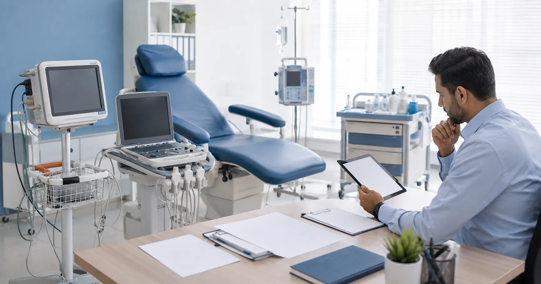 Medical equipment upgrade planning by managers in a growing clinic