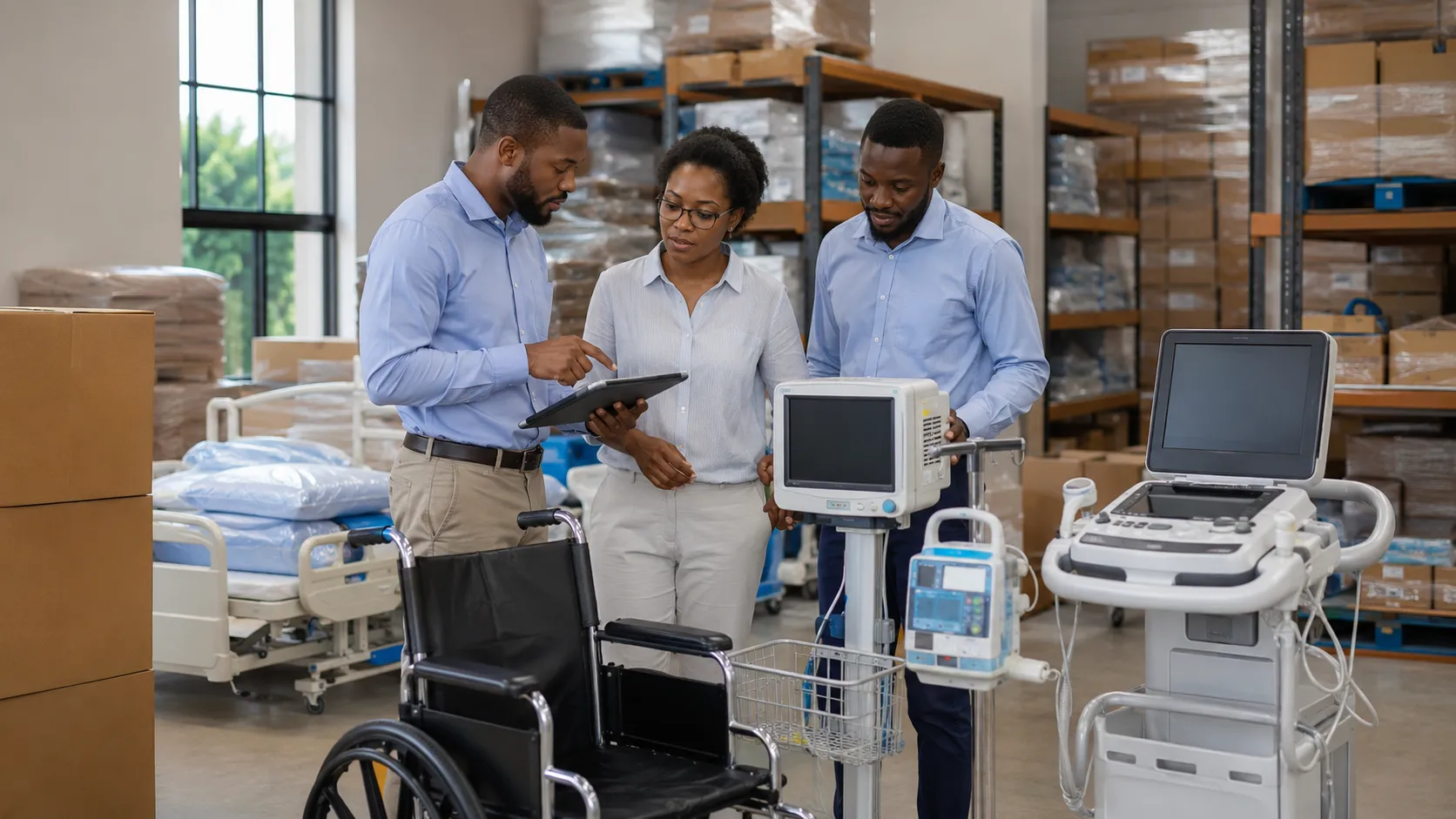 Medical equipment distributor organising healthcare products, supplier agreements, logistics and sales operations for hospitals and clinics.