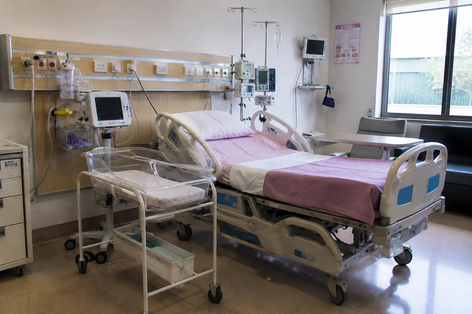 Hospital team reviewing equipment requirements for a maternity ward