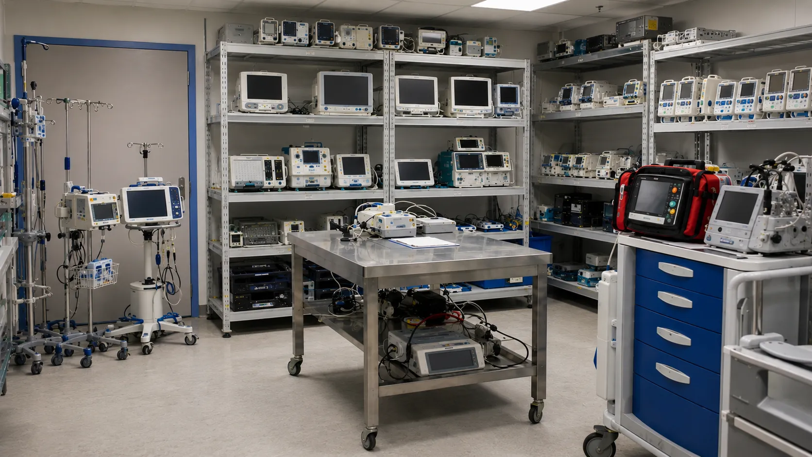 Clinical and biomedical teams reviewing medical equipment asset records