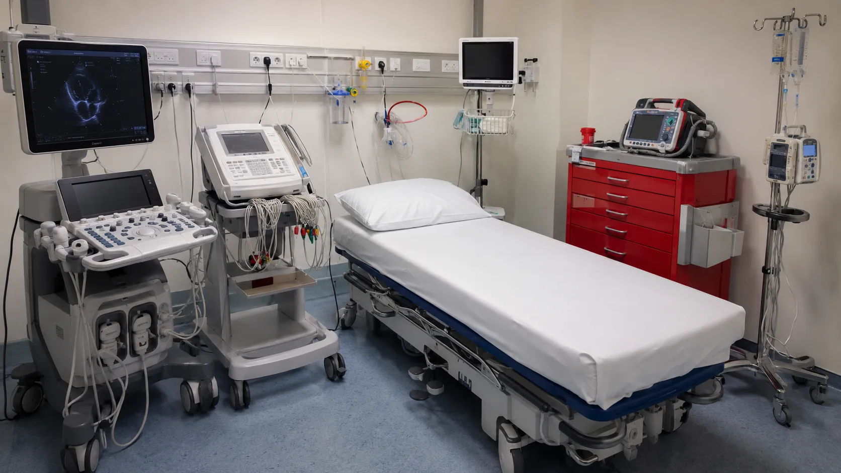 Hospital team reviewing medical equipment requirements for a cardiology department