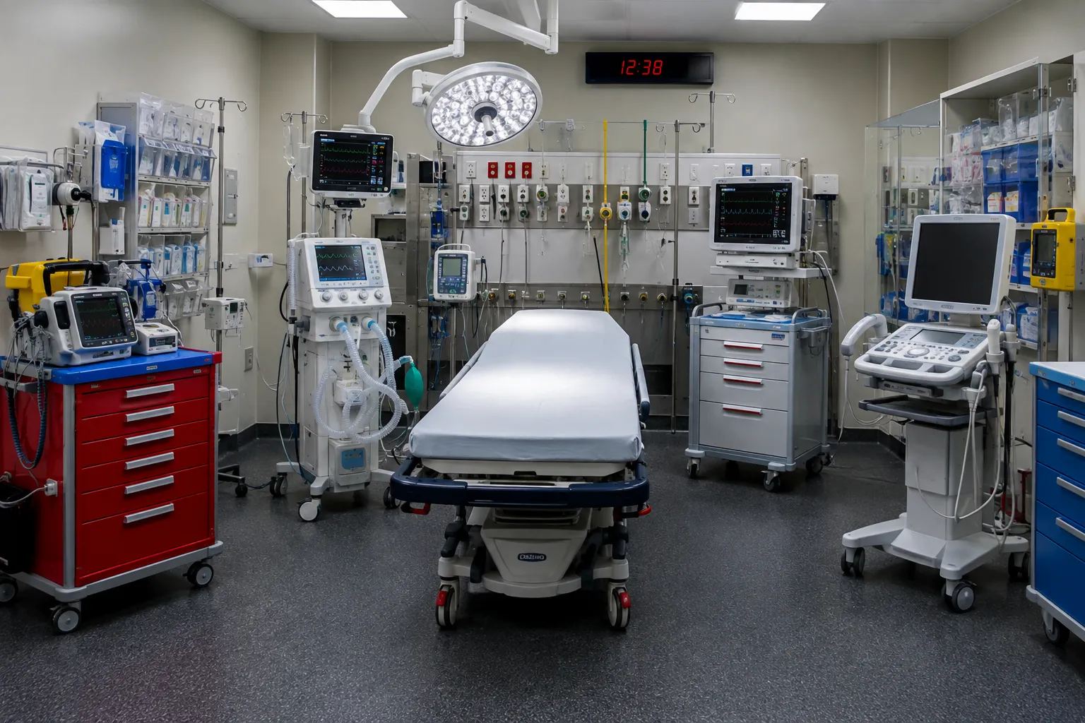 Trauma centre equipment planning across resuscitation, imaging, surgery and critical care zones