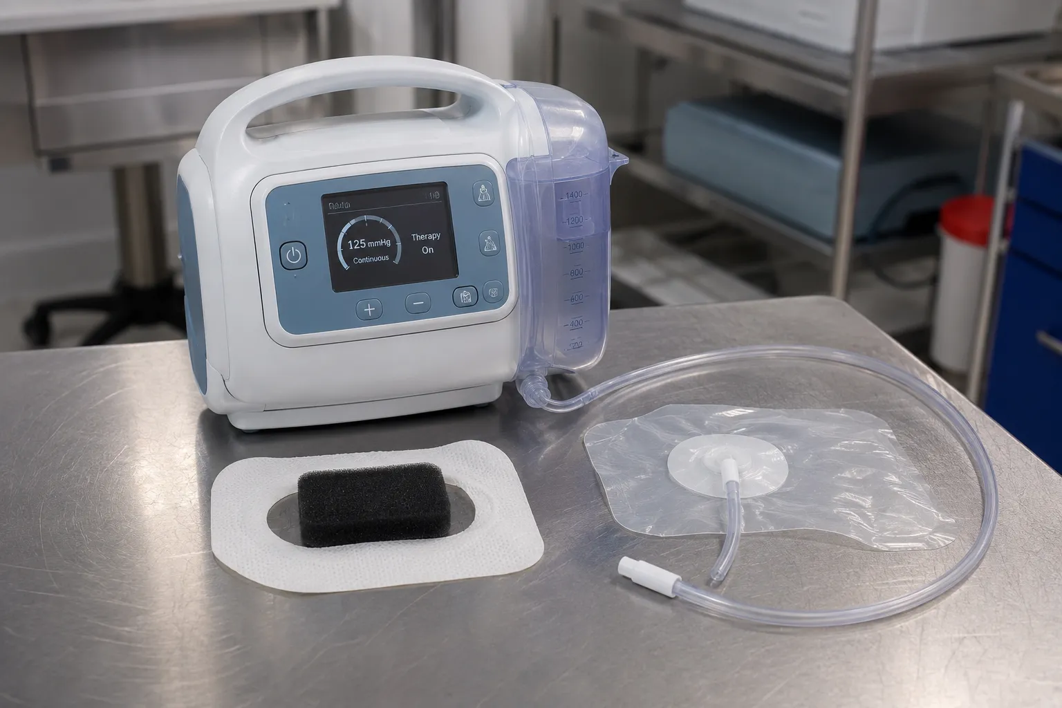 Portable negative pressure wound therapy pump with a small canister worn by a patient during communi